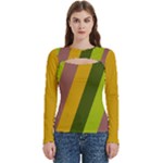 Autumn Harmony Geometric Style Print  Women s Cut Out Long Sleeve T-Shirt