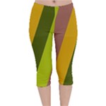 Autmn Stripes Colors Geometric Print Design Velvet Capri Leggings 