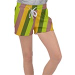 Autmn Stripes Colors Geometric Print Design Women s Velour Lounge Shorts