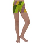 Autmn Stripes Colors Geometric Print Design Kids  Lightweight Velour Yoga Shorts