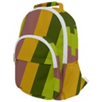 Autmn Stripes Colors Geometric Print Design Rounded Multi Pocket Backpack