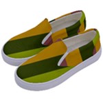 Autmn Stripes Colors Geometric Print Design Kids  Canvas Slip Ons