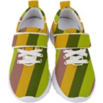 Autmn Stripes Colors Geometric Print Design Kids  Velcro Strap Shoes