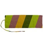 Autmn Stripes Colors Geometric Print Design Roll Up Canvas Pencil Holder (M)