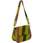 Autmn Stripes Colors Geometric Print Design Saddle Handbag