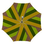 Autmn Stripes Colors Geometric Print Design Automatic Folding Umbrella with Case (Medium)