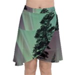 Silhouette Of Aurora Borealis Chiffon Wrap Front Skirt