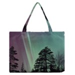 Silhouette Of Aurora Borealis Zipper Medium Tote Bag