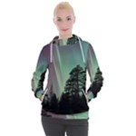 Silhouette Of Aurora Borealis Women s Hooded Pullover