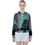 Silhouette Of Aurora Borealis Women s Tie Up Sweat