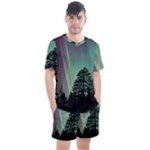 Silhouette Of Aurora Borealis Men s Mesh T-Shirt and Shorts Set