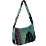 Silhouette Of Aurora Borealis Zip Up Shoulder Bag