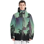 Silhouette Of Aurora Borealis Men s Multi Pockets Zip Ski and Snowboard Waterproof Breathable Jacket