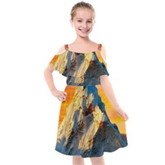 Kids  Cut Out Shoulders Chiffon Dress 