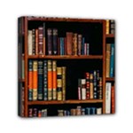 Assorted Title Of Books Piled In The Shelves Assorted Book Lot Inside The Wooden Shelf Mini Canvas 6  x 6  (Stretched)