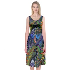 Psychedelic Digital Art Artwork Landscape Colorful Midi Sleeveless Dress from ArtsNow.com