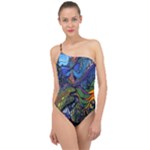 Psychedelic Digital Art Artwork Landscape Colorful Classic One Shoulder Swimsuit