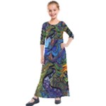 Psychedelic Digital Art Artwork Landscape Colorful Kids  Quarter Sleeve Maxi Dress