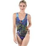 Psychedelic Digital Art Artwork Landscape Colorful High Leg Strappy Swimsuit