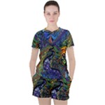 Psychedelic Digital Art Artwork Landscape Colorful Women s T-Shirt and Shorts Set