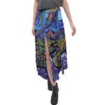 Psychedelic Digital Art Artwork Landscape Colorful Velour Split Maxi Skirt