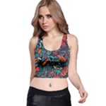 Vintage Tattoos Colorful Seamless Pattern Racer Back Crop Top