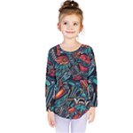 Vintage Tattoos Colorful Seamless Pattern Kids  Long Sleeve T-Shirt