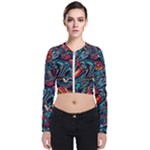 Vintage Tattoos Colorful Seamless Pattern Long Sleeve Zip Up Bomber Jacket