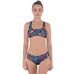 Vintage Tattoos Colorful Seamless Pattern Criss Cross Bikini Set