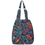 Vintage Tattoos Colorful Seamless Pattern Center Zip Backpack