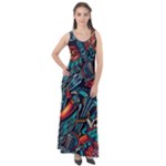 Vintage Tattoos Colorful Seamless Pattern Sleeveless Velour Maxi Dress