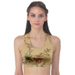 Flowers, Branches, Desenho, Edge, Leaves Fitness Sports Bra