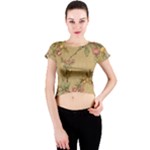 Flowers, Branches, Desenho, Edge, Leaves Crew Neck Crop Top