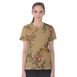 Flowers, Branches, Desenho, Edge, Leaves Women s Cotton T-Shirt