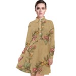 Flowers, Branches, Desenho, Edge, Leaves Long Sleeve Chiffon Shirt Dress