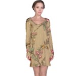 Flowers, Branches, Desenho, Edge, Leaves Long Sleeve Nightdress