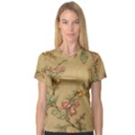 Flowers, Branches, Desenho, Edge, Leaves V-Neck Sport Mesh T-Shirt