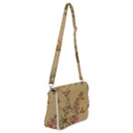 Flowers, Branches, Desenho, Edge, Leaves Shoulder Bag with Back Zipper