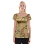 Flowers, Branches, Desenho, Edge, Leaves Cap Sleeve Top