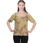 Flowers, Branches, Desenho, Edge, Leaves Cutout Shoulder T-Shirt