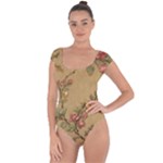 Flowers, Branches, Desenho, Edge, Leaves Short Sleeve Leotard 