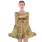 Flowers, Branches, Desenho, Edge, Leaves Long Sleeve Skater Dress