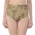 Flowers, Branches, Desenho, Edge, Leaves Classic High-Waist Bikini Bottoms