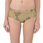 Flowers, Branches, Desenho, Edge, Leaves Mid-Waist Bikini Bottoms