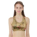 Flowers, Branches, Desenho, Edge, Leaves Sports Bra with Border