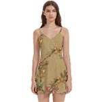 Flowers, Branches, Desenho, Edge, Leaves Body Wrap Sleeveless V-Neck Mini Dress