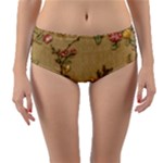 Flowers, Branches, Desenho, Edge, Leaves Reversible Mid-Waist Bikini Bottoms