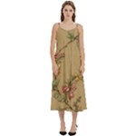 Flowers, Branches, Desenho, Edge, Leaves Casual Spaghetti Strap Midi Dress