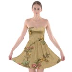 Flowers, Branches, Desenho, Edge, Leaves Strapless Bra Top Dress