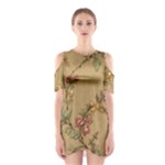 Flowers, Branches, Desenho, Edge, Leaves Shoulder Cutout One Piece Dress